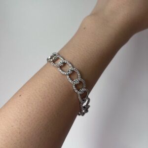 NEW Diamonique Elegant Silver Diamond Chain Bracelet